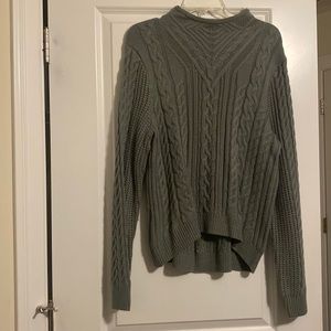 Size L, mock neck grey sweater.